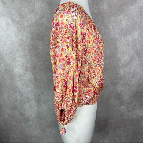 Poupette St Barth India Ruffle Blouse In Marigold One Size - Picture 4 of 7